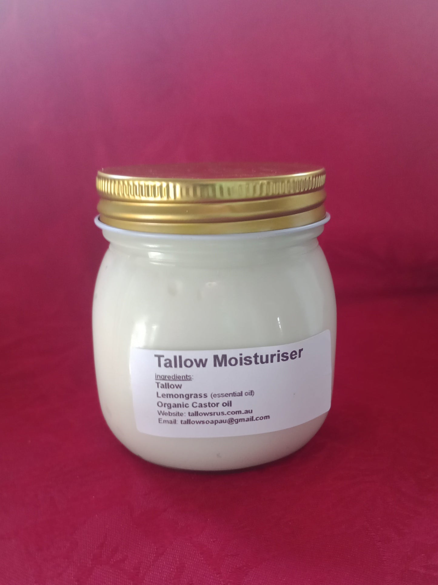 Tallow Moisturiser with Lemongrass 100% pure essential oil & Organic Castor Oil